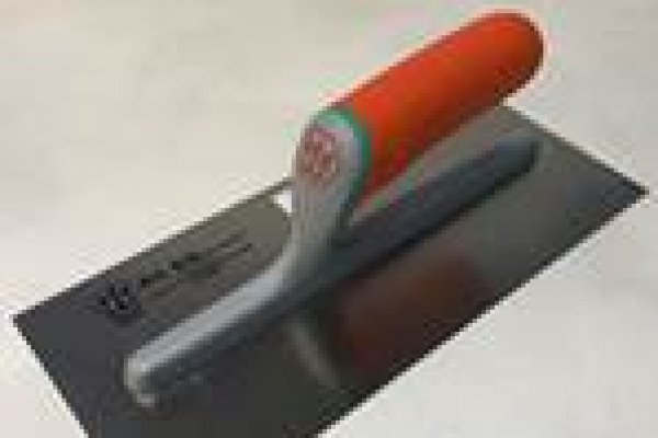 Кельма из нержавеющей стали трапецевидная с закругленными углами с прорезиненной ручкой